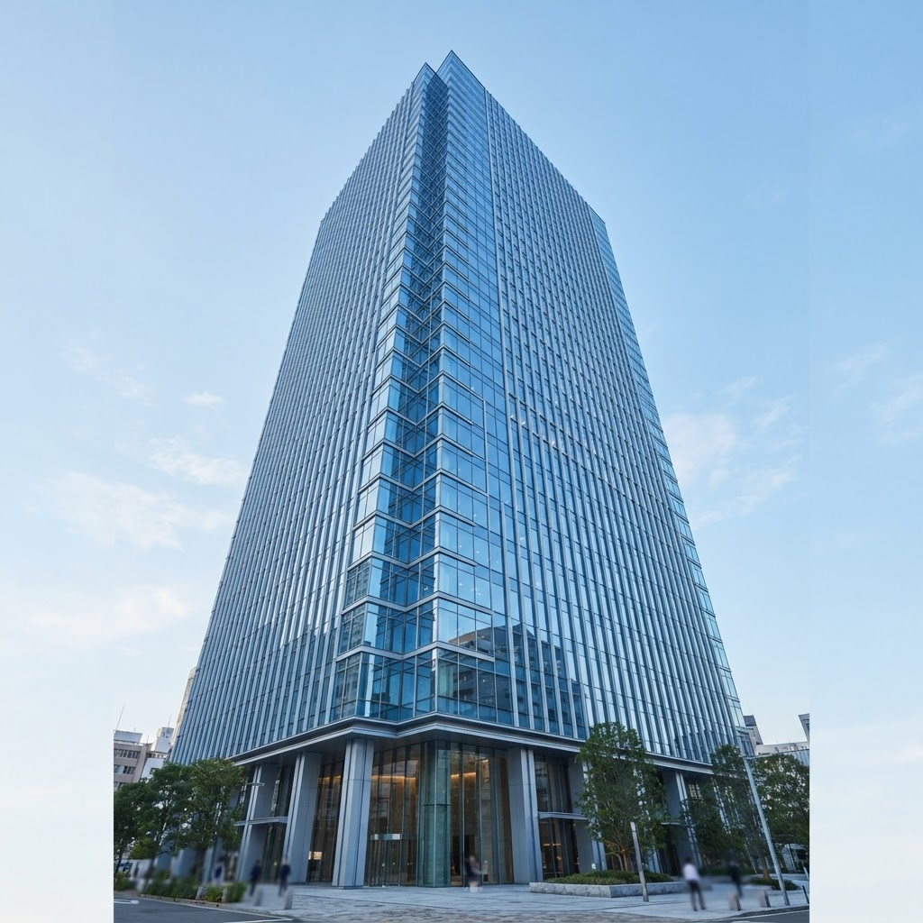 Modern glass commercial high-rise building